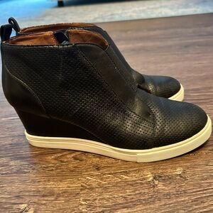 Paolo Black Perforated Wedge Shoes
